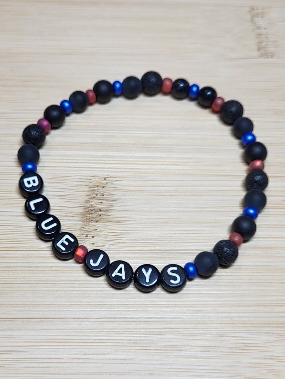 Toronto Blue Jays Night Mode Bracelet Matte Black Onyx Baseball Fan Jewelry